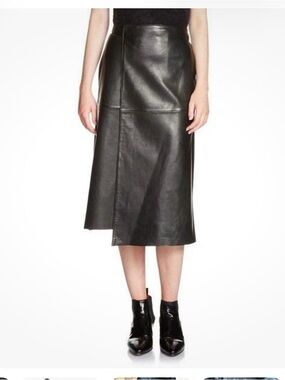 24  NWT MAJE 795.00 Jacron Leather Wrap Skirt